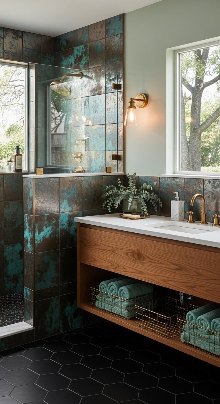verdigris patina boutique bathroom