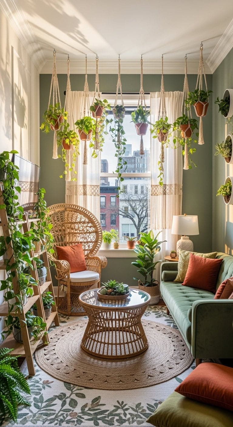 vertical garden boho livingroom
