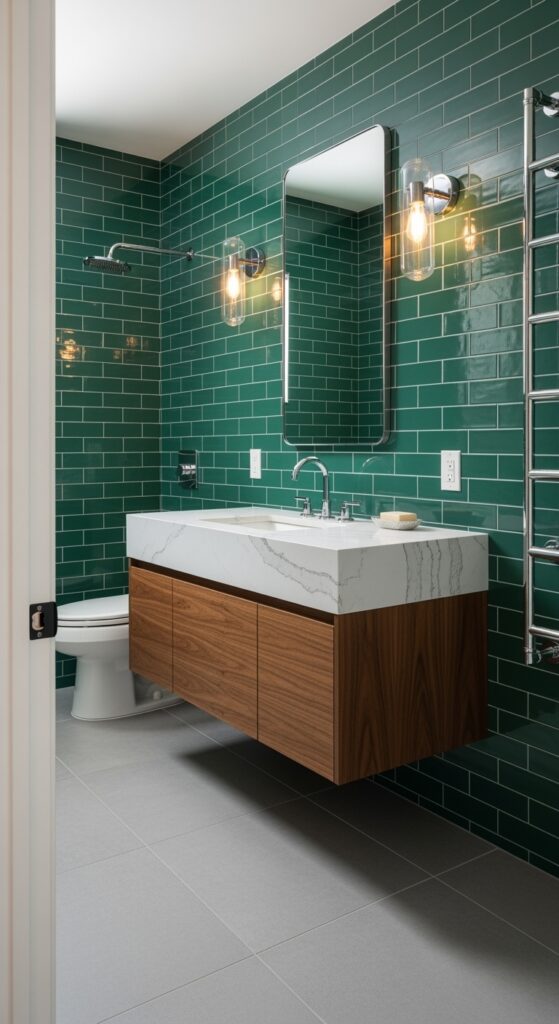 22 Beautiful Emerald Green Bathroom Ideas