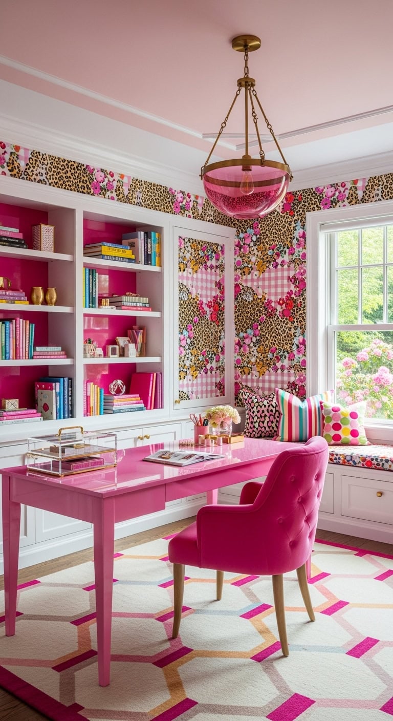 vibrant mixed pattern pink oasis