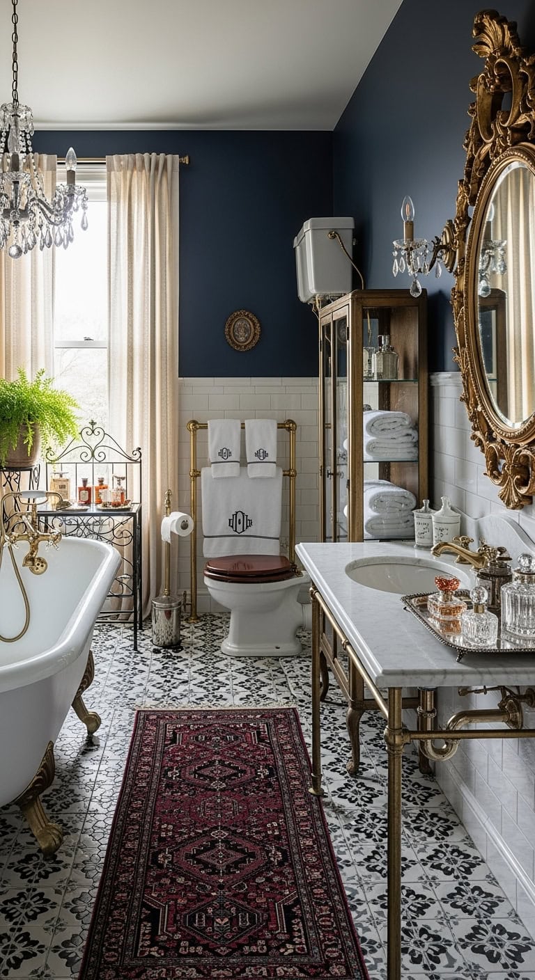 victorian black tiled vintage glamour