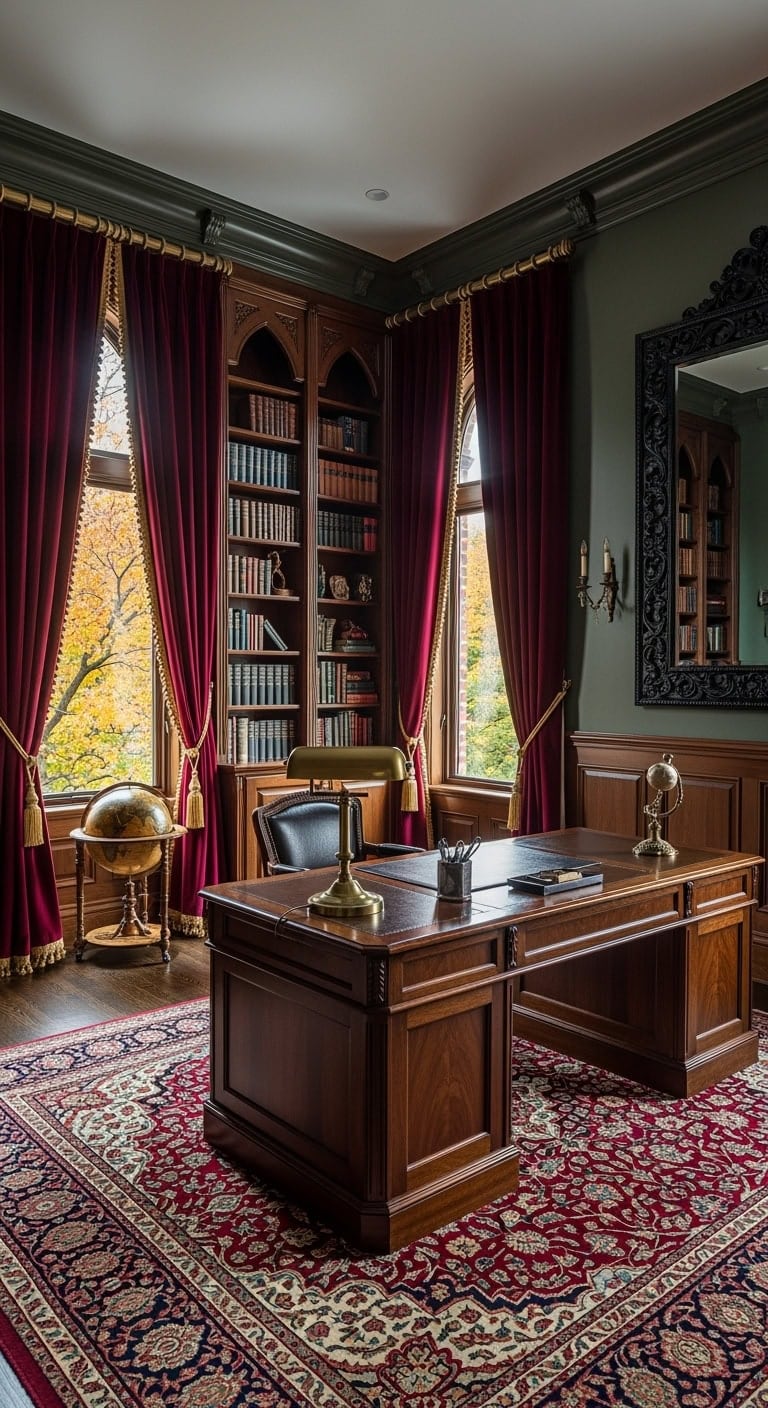 victorian inspired moody home office