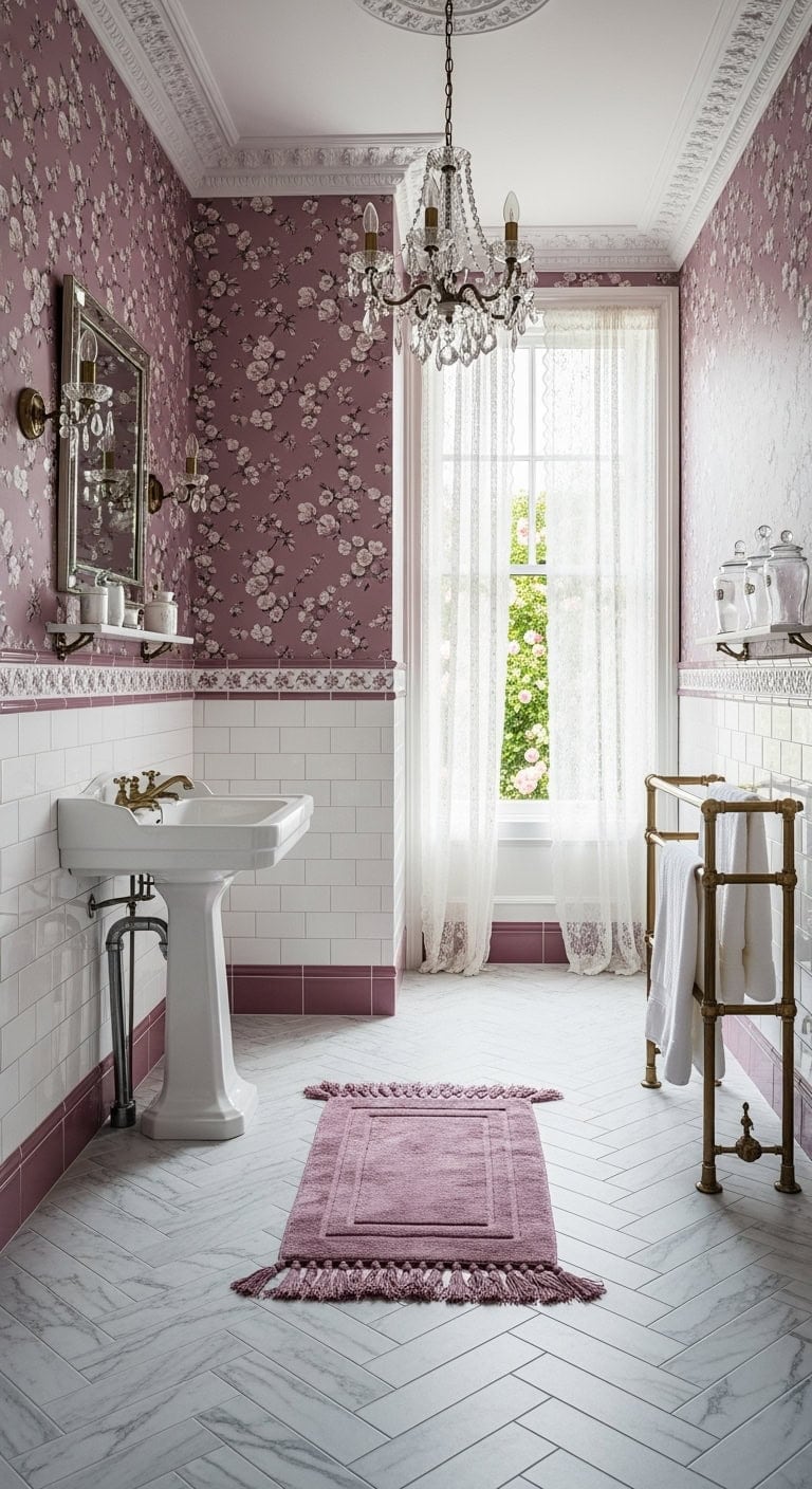 victorian mauve boutique bathroom