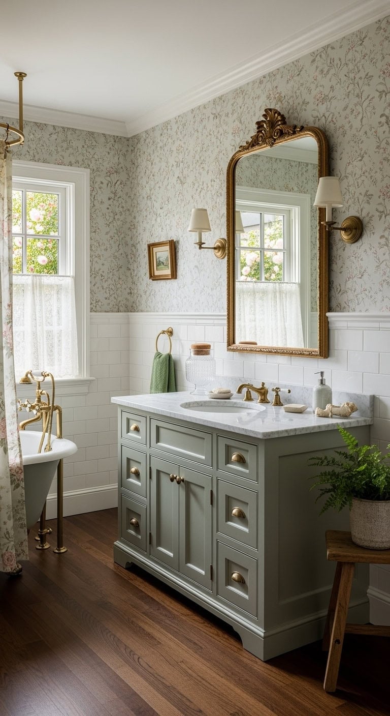 victorian sage green bathroom