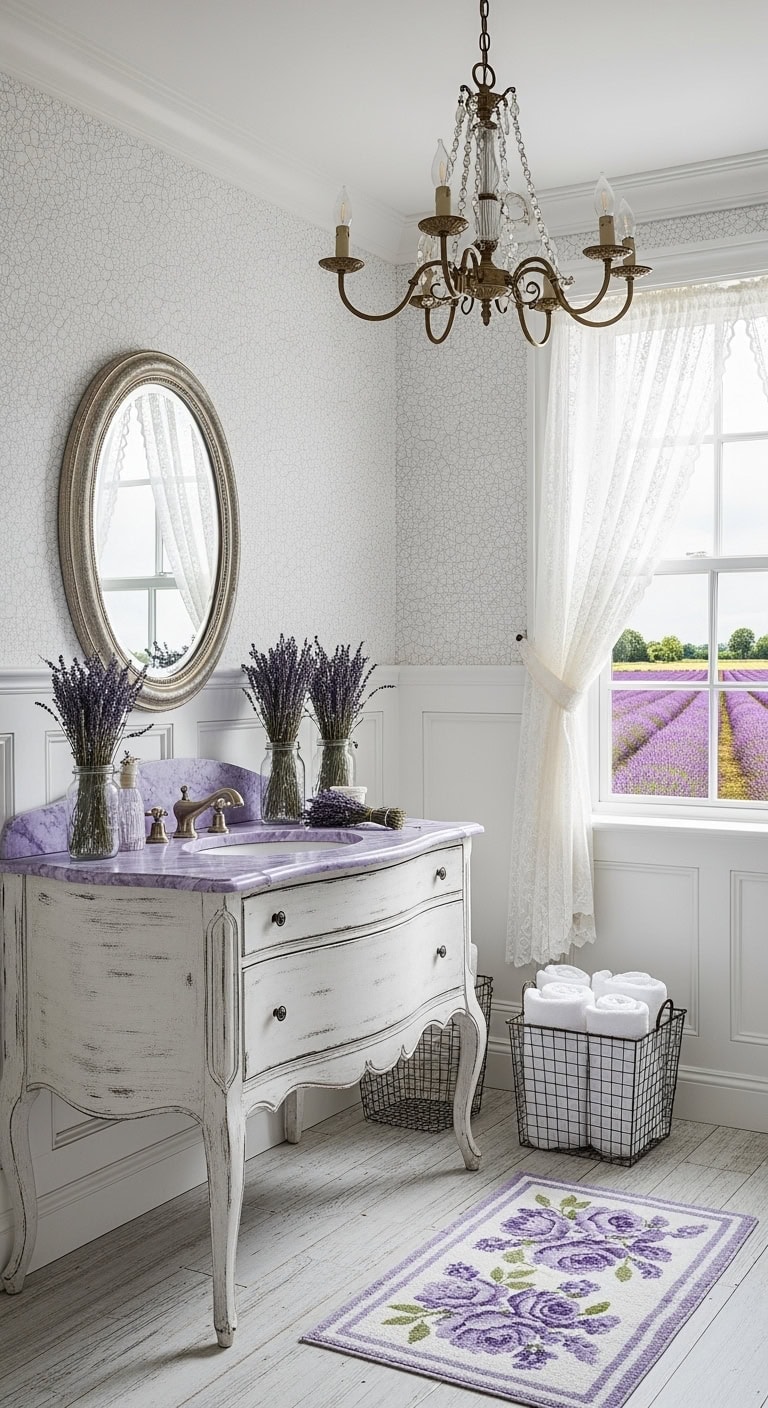 vintage lavender shabby chic bathroom