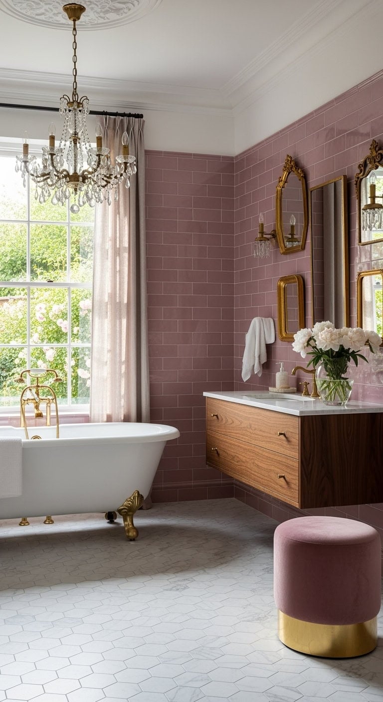 vintage mauve glamorous bath