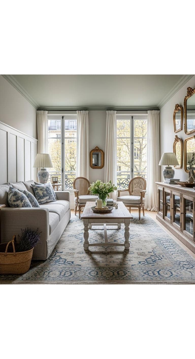 vintage mirrors soft linens