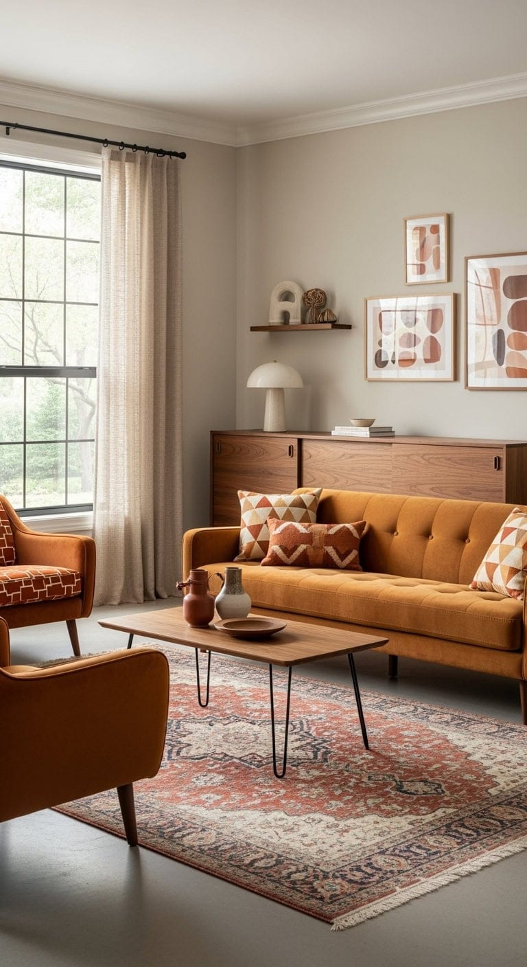 walnut camel mid century modern