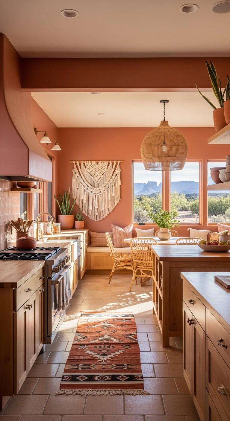 warm adobe inspired woven kitchen