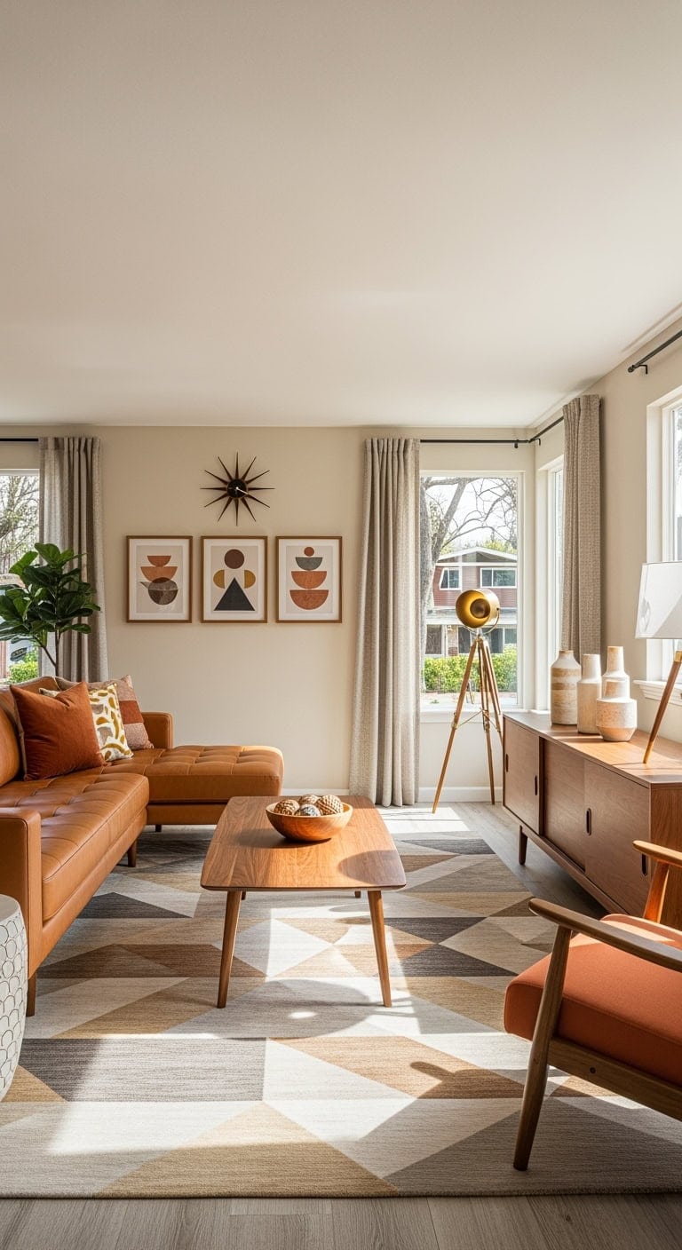 warm beige walnut mid century