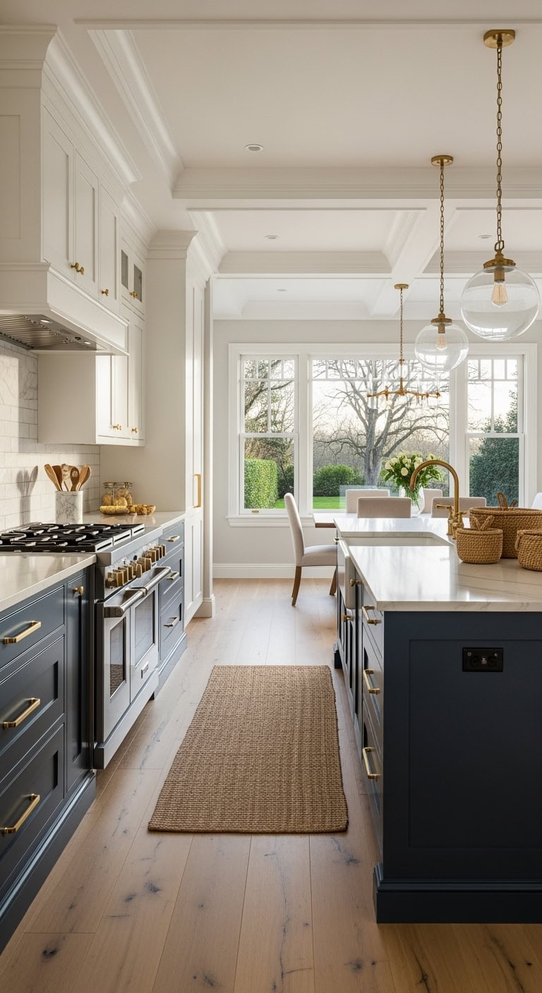 warm brass hardware kitchen accents