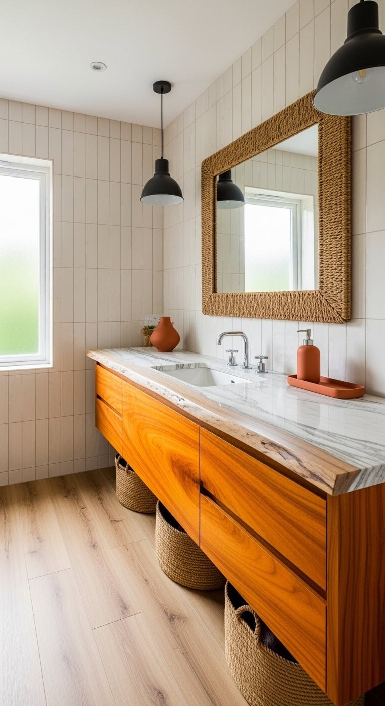 warm live edge persimmon vanity