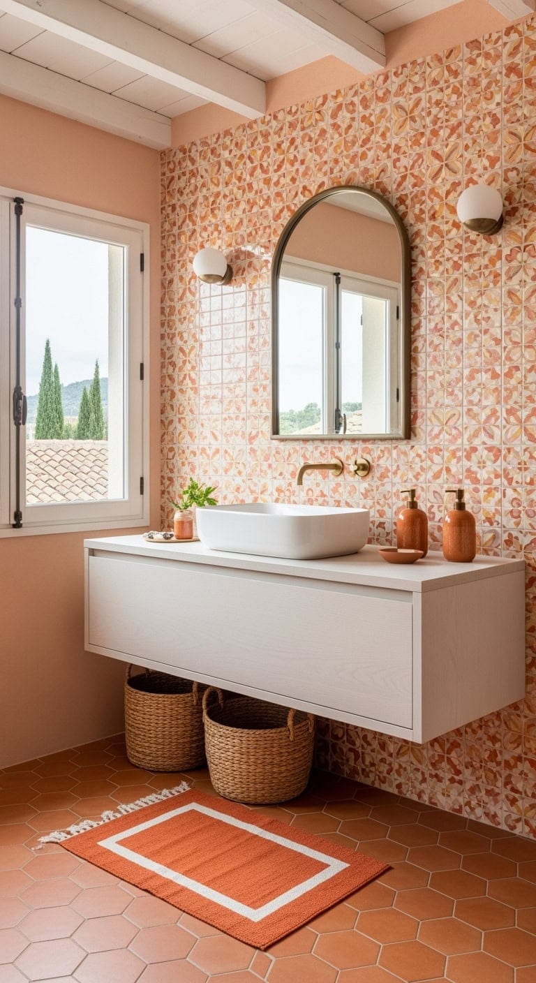 warm mediterranean hand painted tiles