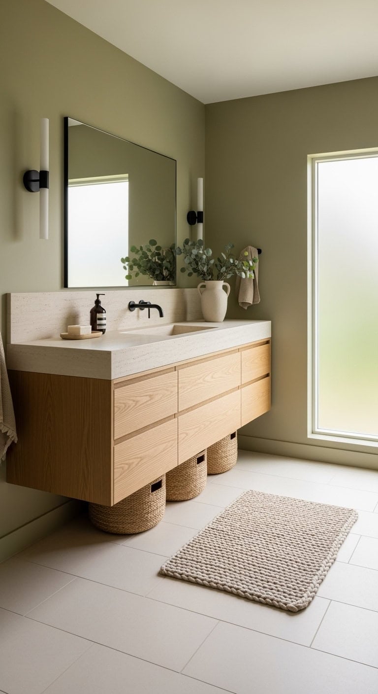 warm olive hygge bathroom