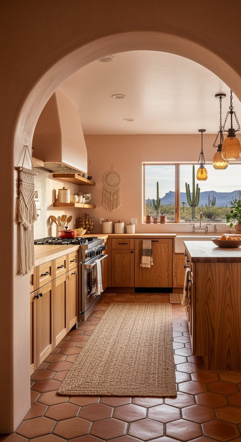 warm terracotta santa fe kitchen
