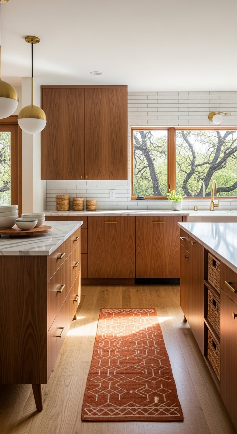 warm walnut mid century kitchen