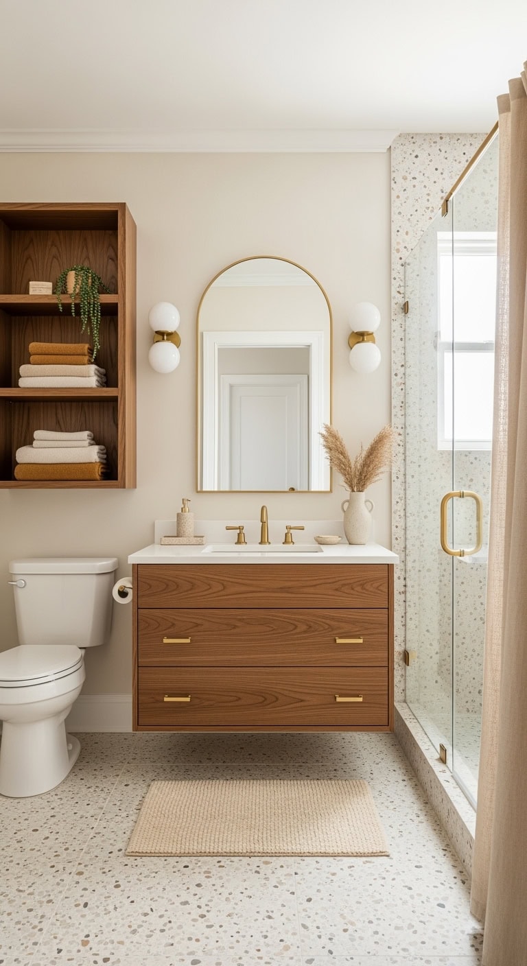 warm walnut terrazzo bathroom