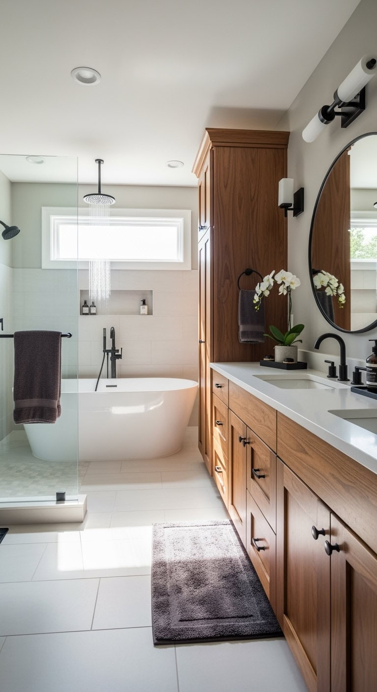 warm walnut with black accents