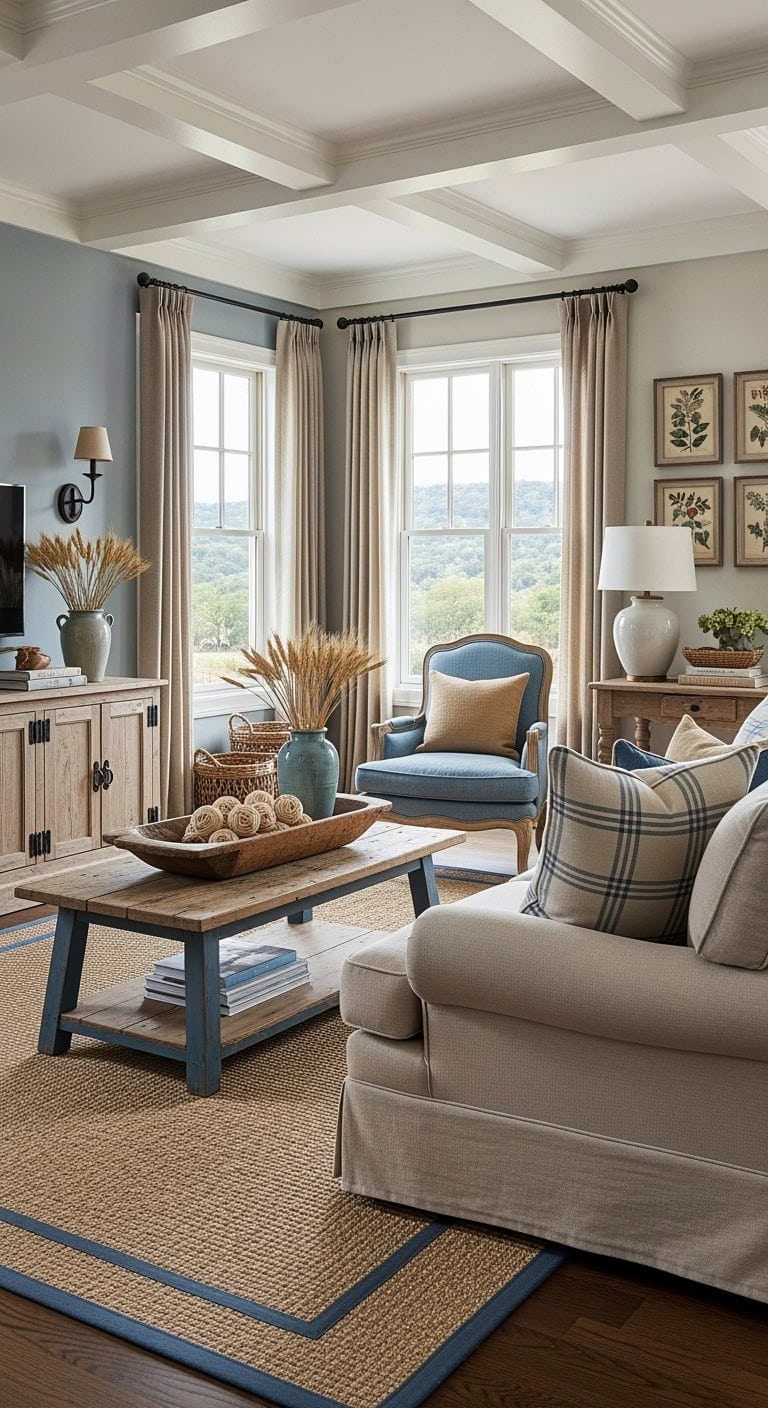 weathered blue oatmeal livingroom