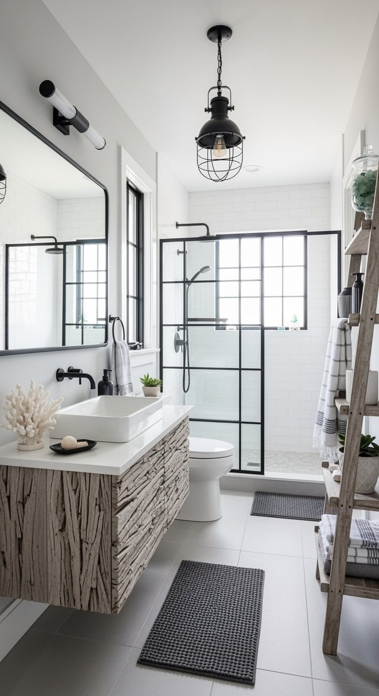 weathered driftwood meets black