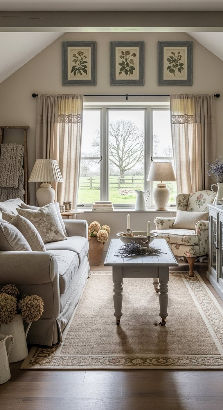 weathered florals beige cottagecore