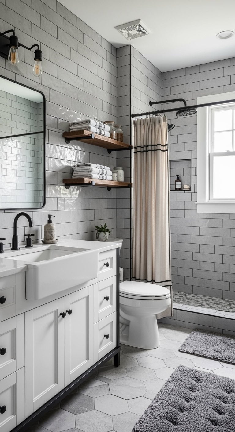 weathered gray farmhouse bathroom