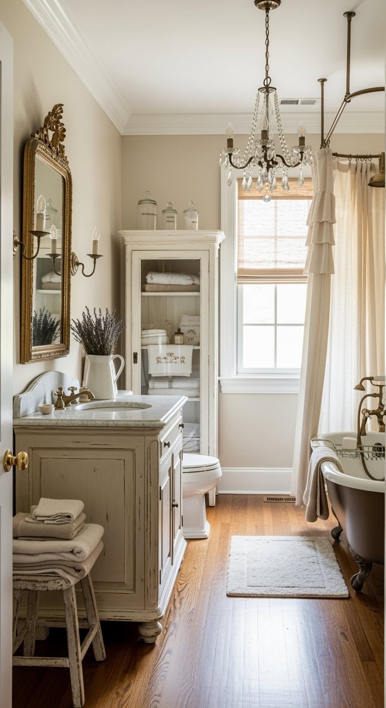 weathered linens and mirrors