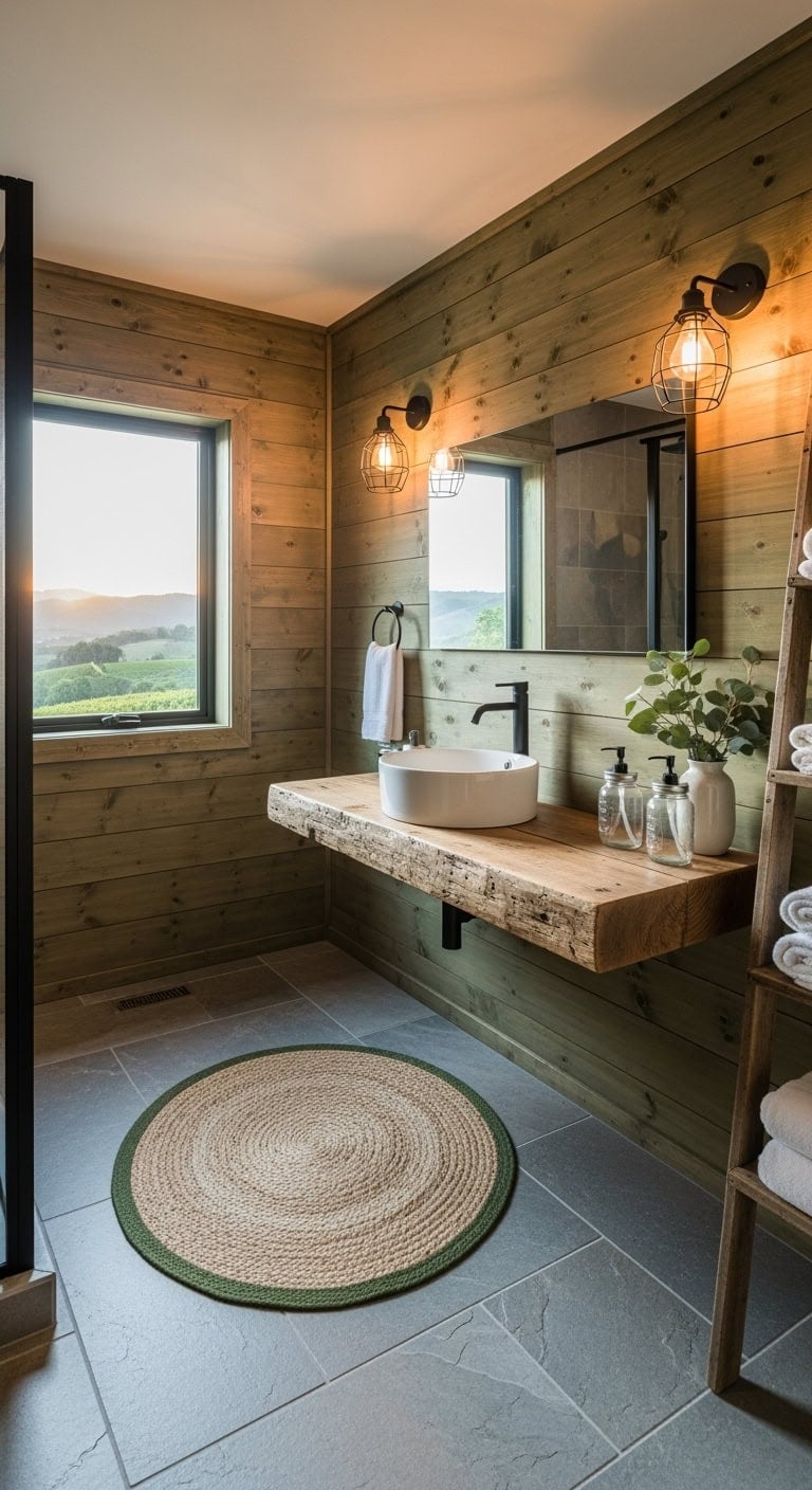 weathered olive farmhouse bathroom