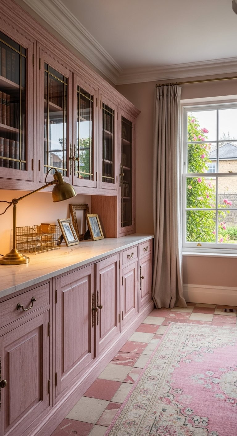 weathered pink vintage workspace