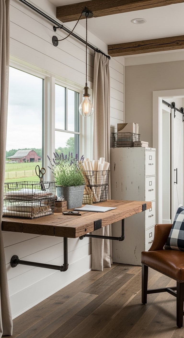 weathered reclaimed farmhouse office