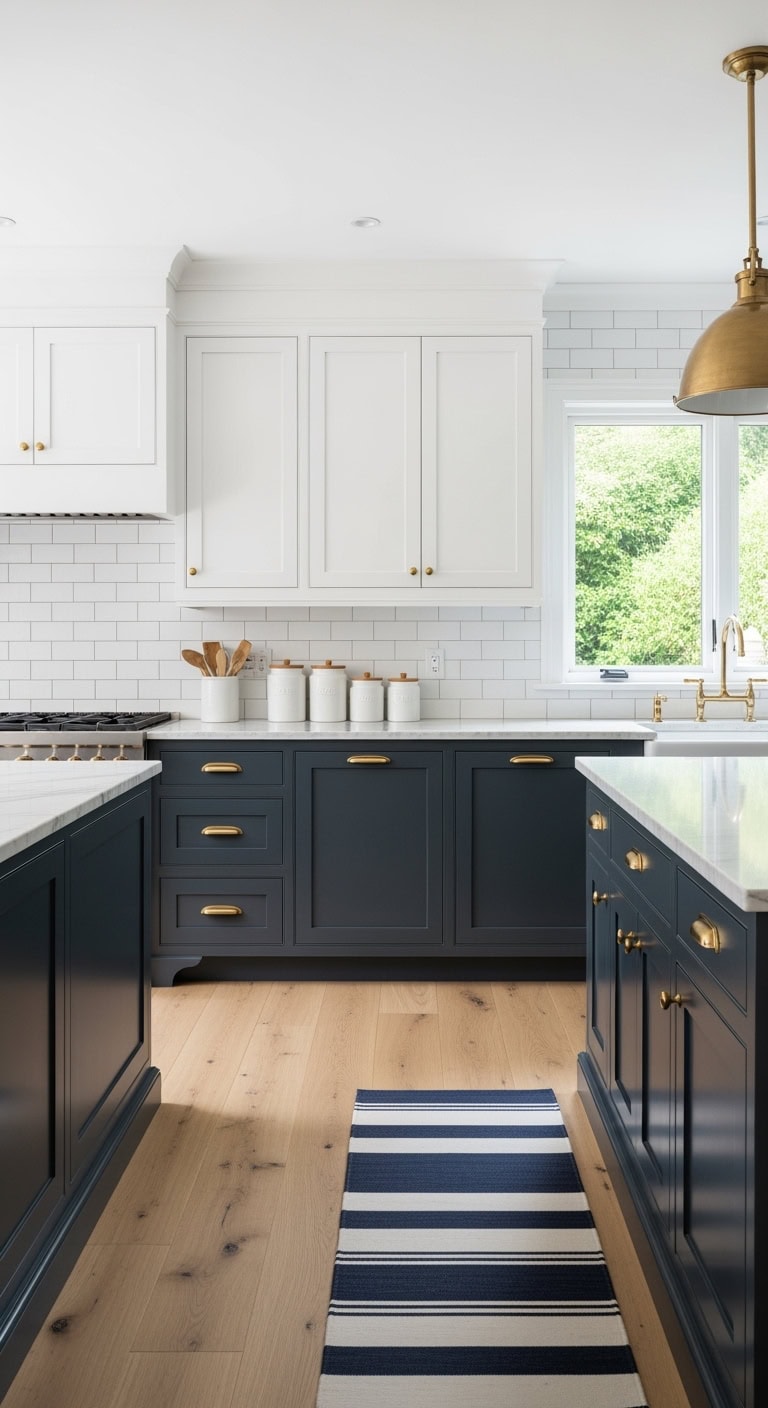 white uppers navy lowers