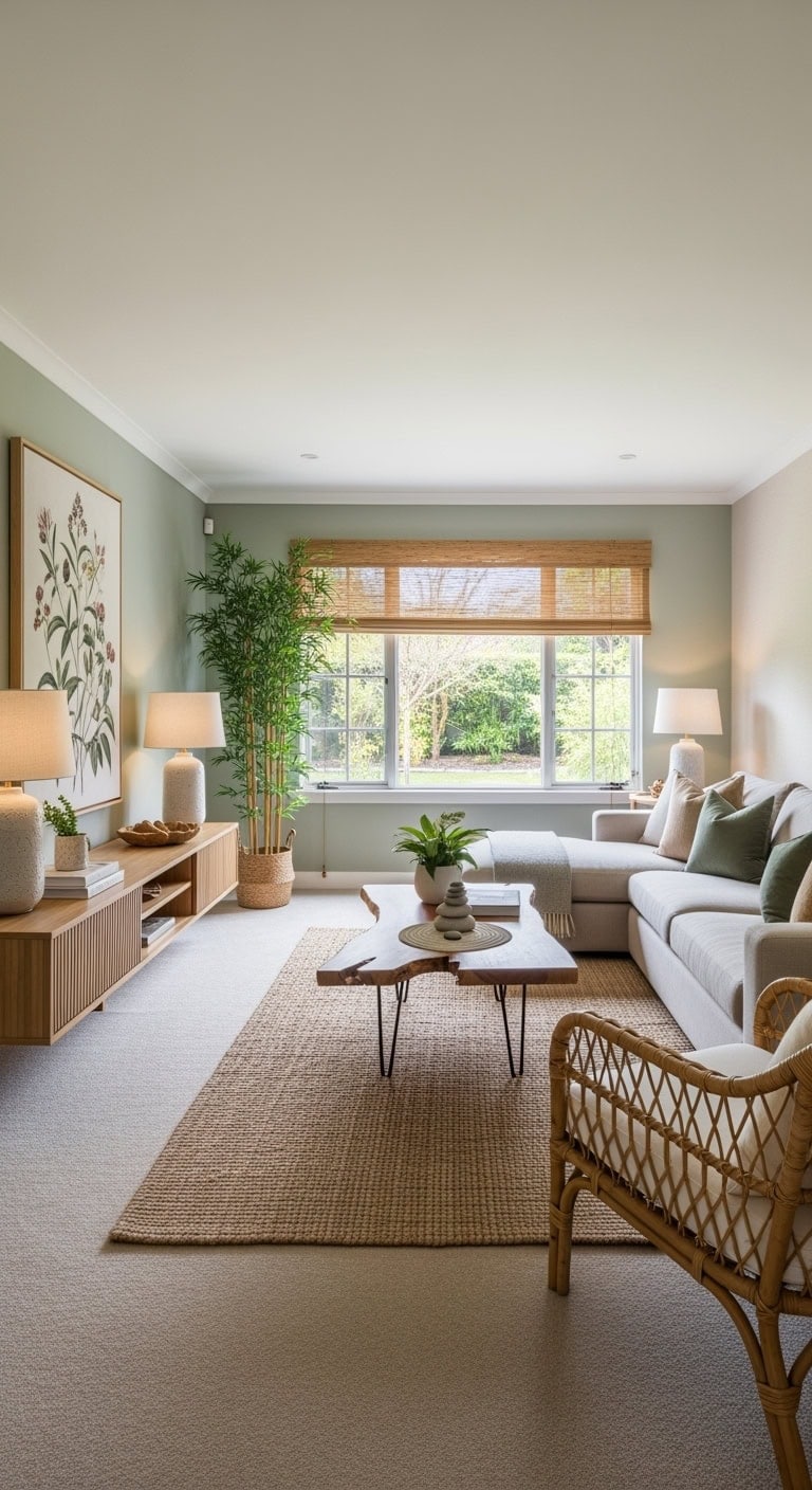 zen bamboo neutral livingroom