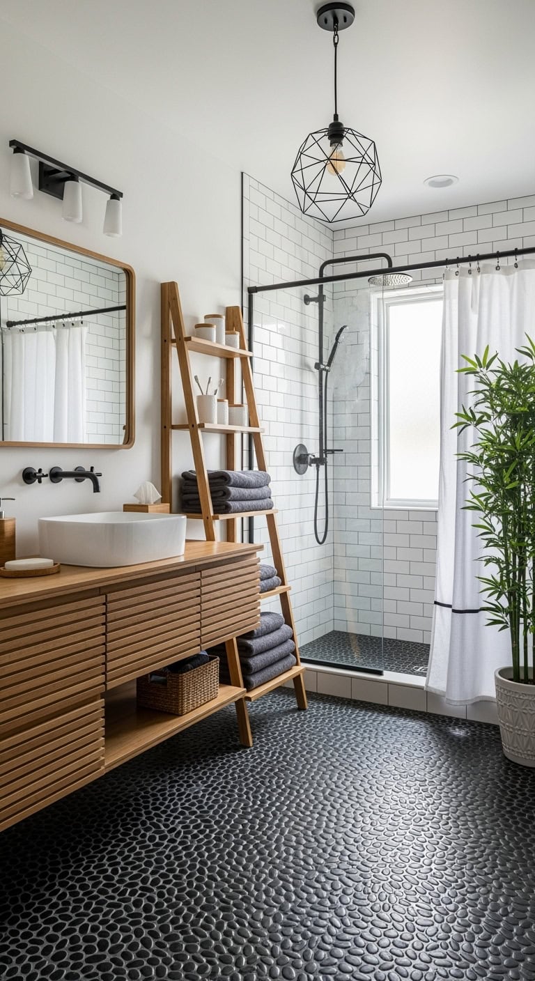 zen bamboo pebble bathroom