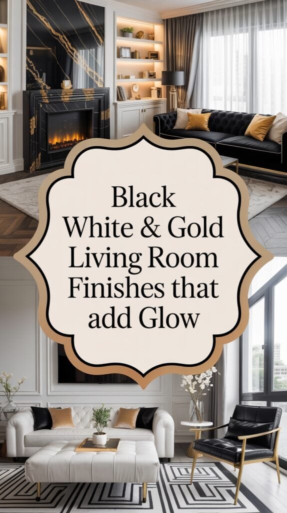 23 Black White and Gold Living Room Finishes That Add Glow, Not Glare