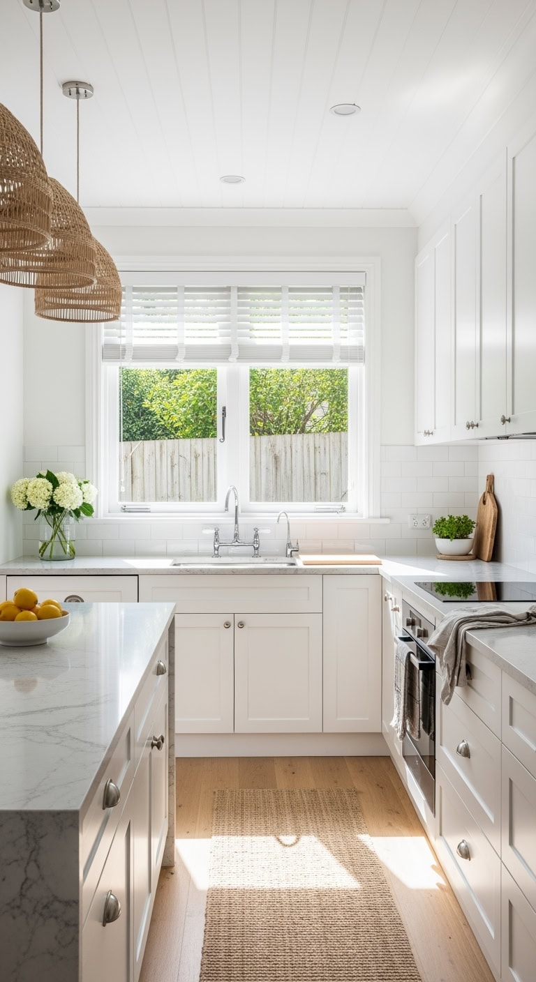all white hamptons kitchen makeover