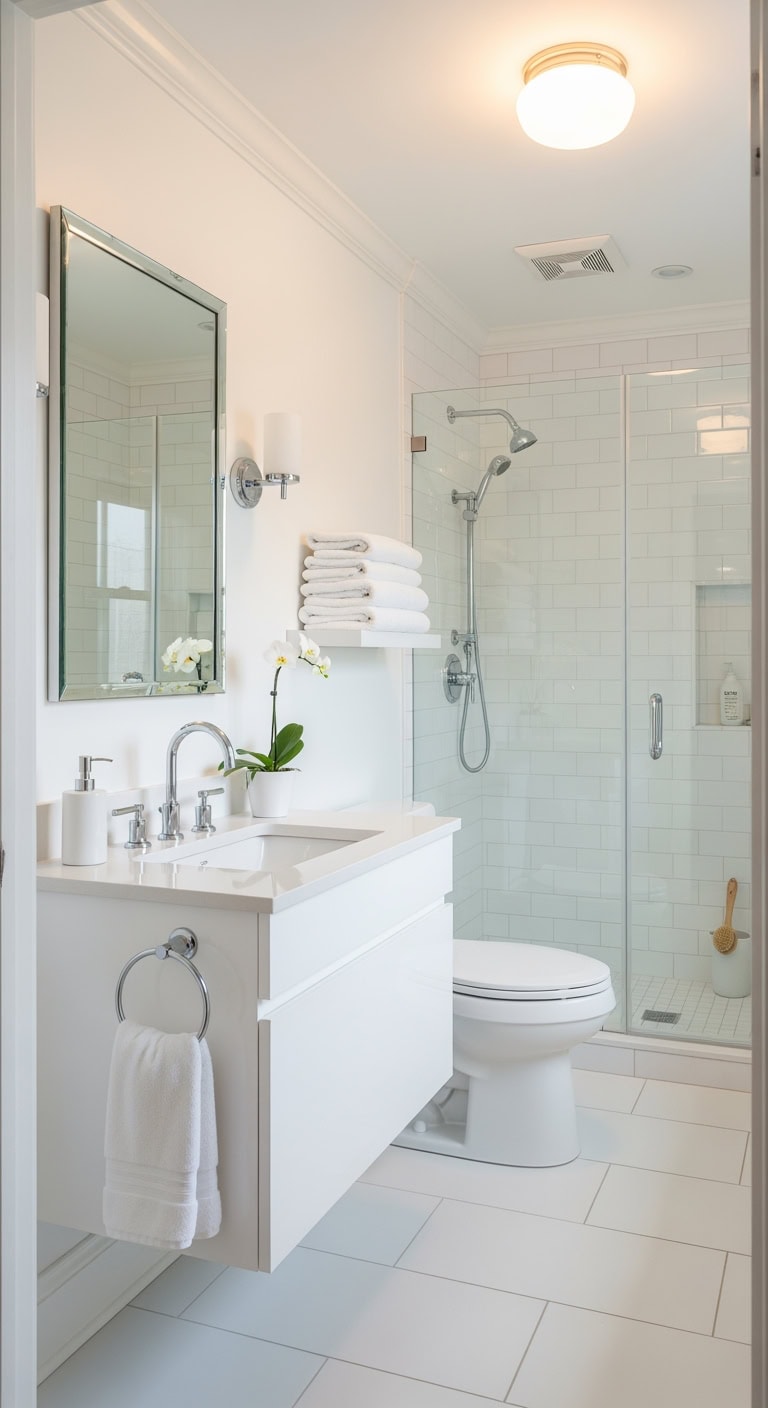 all white scandinavian bathroom styling