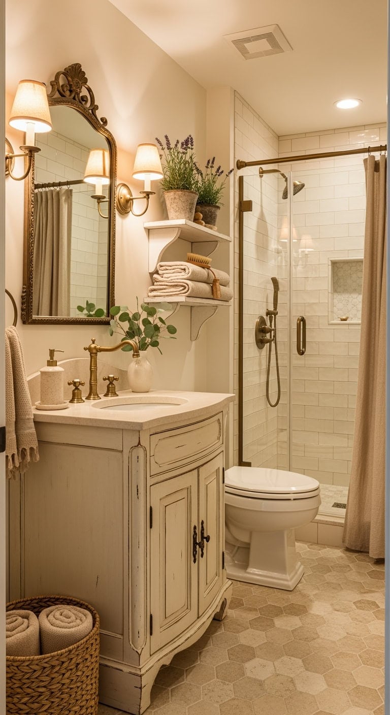 antique brass cottage bathroom charm