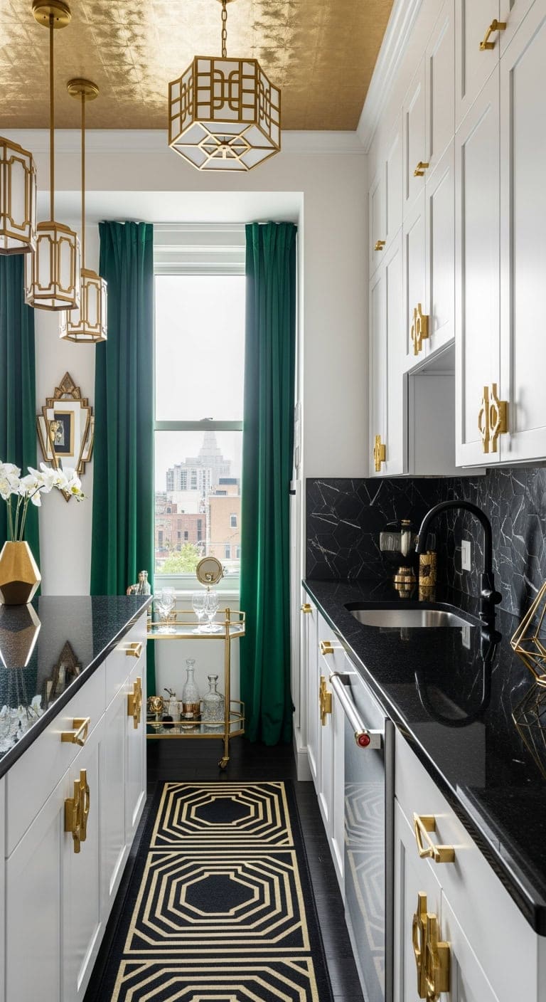 art deco black granite glamour