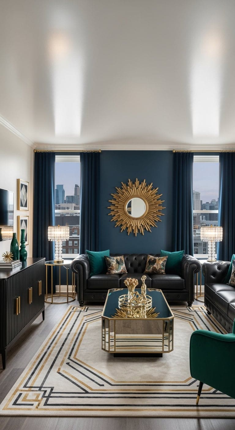 art deco black leather glamour