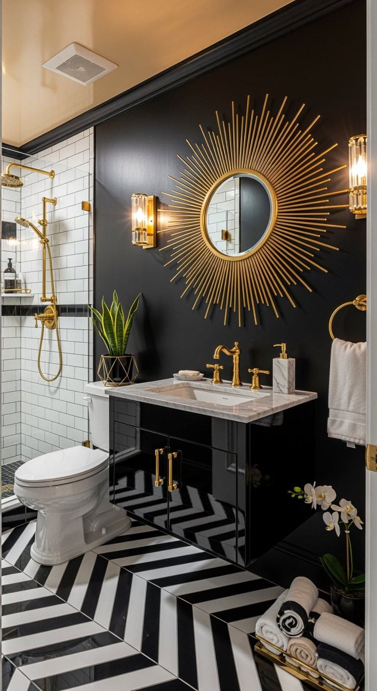art deco glamorous blackbath