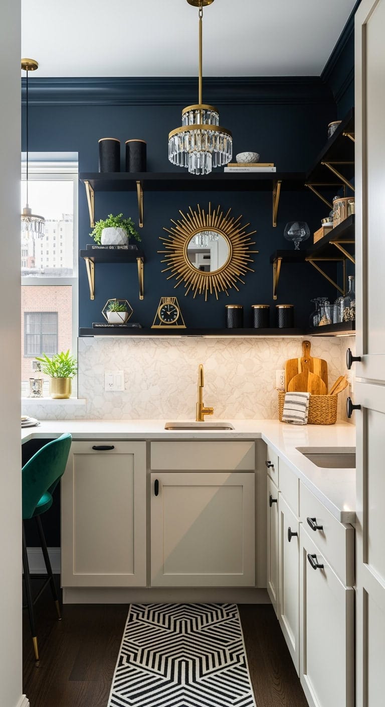 art deco petite floating shelves