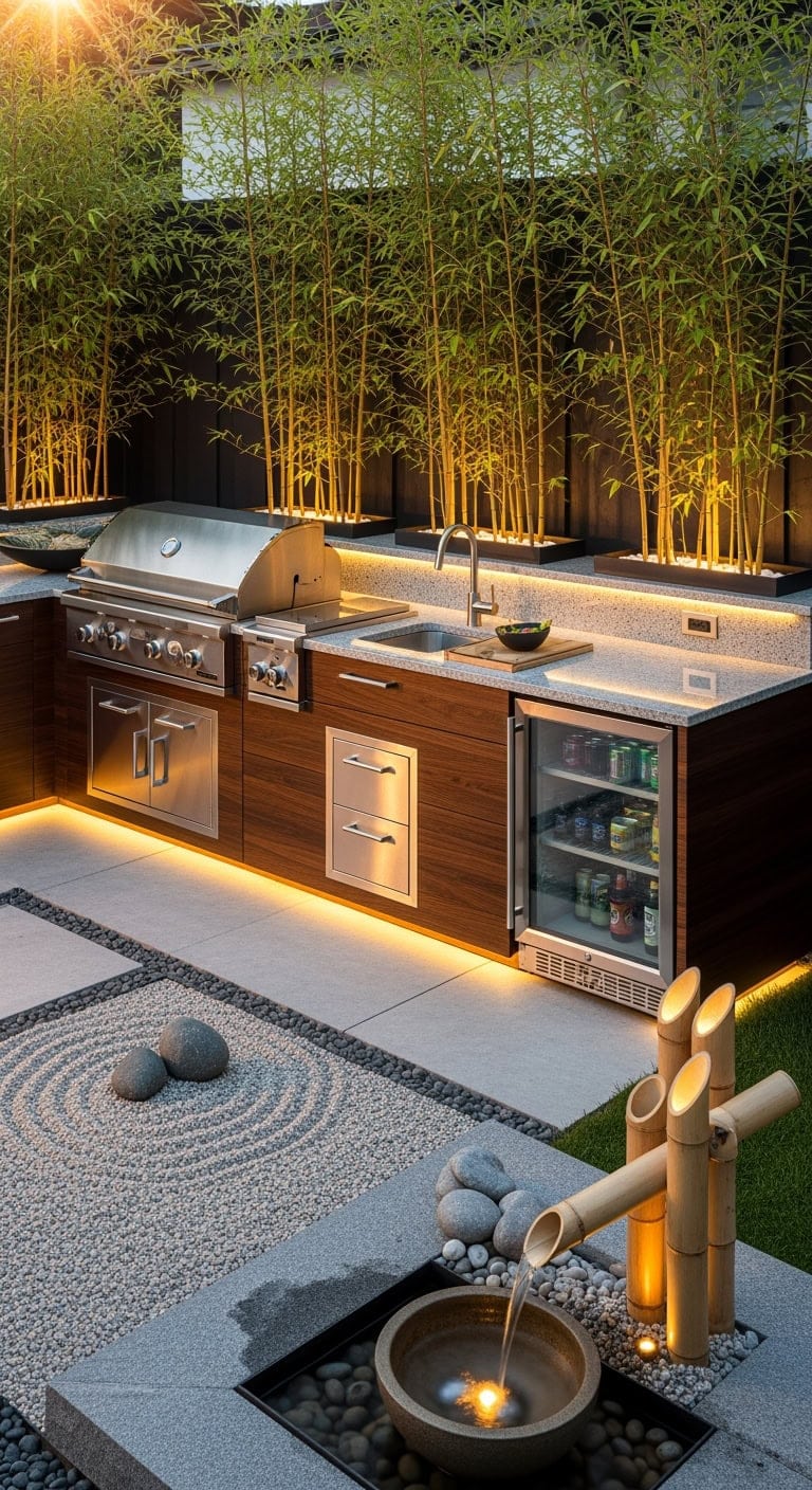 bamboo spa inspired outdoor kitchen