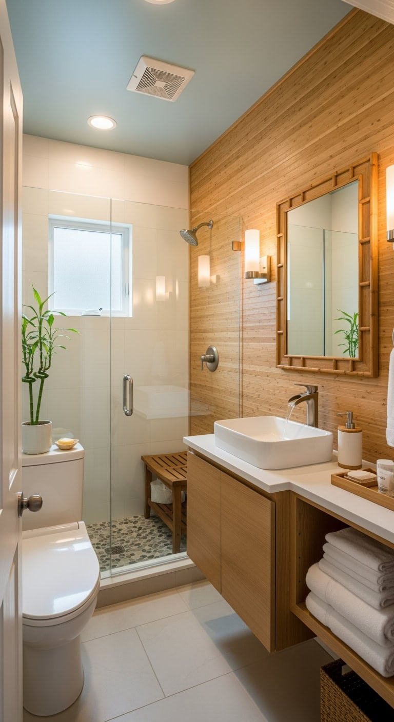 bamboo spa inspired small bathroom