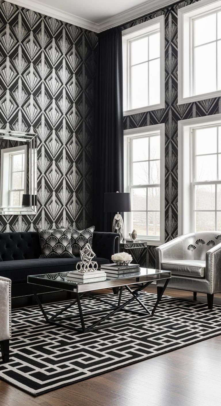 black and silver artdeco