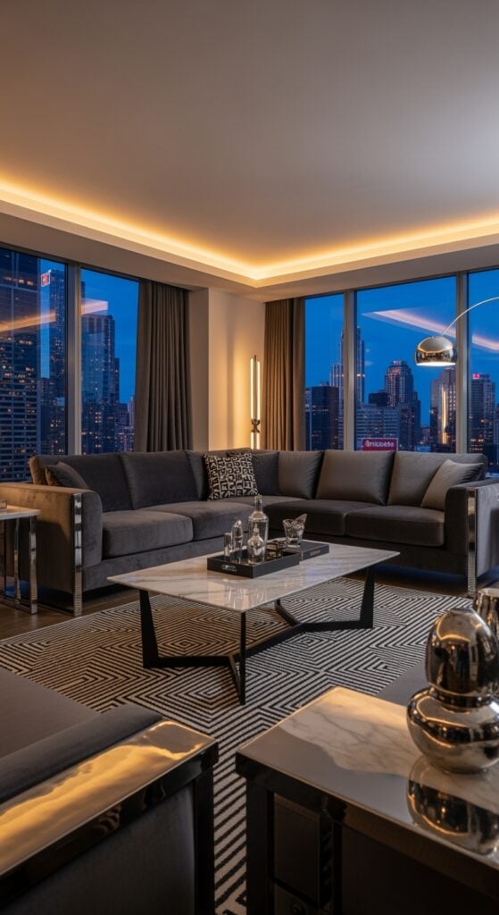23 Black and White Rug Living Room Designs to Balance Color and Comfort