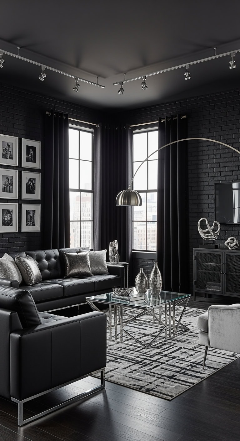black brick industrial silver accents