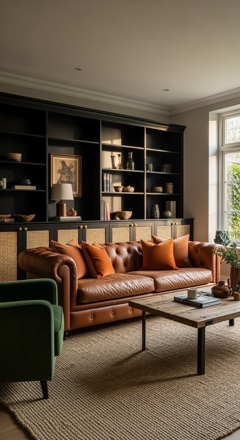 black built ins cozy contrast