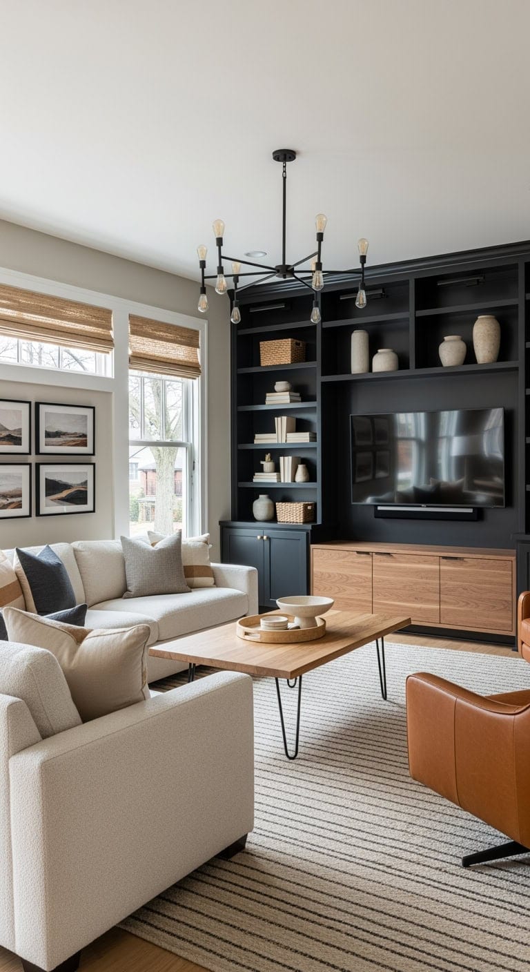 black built ins with neutrals