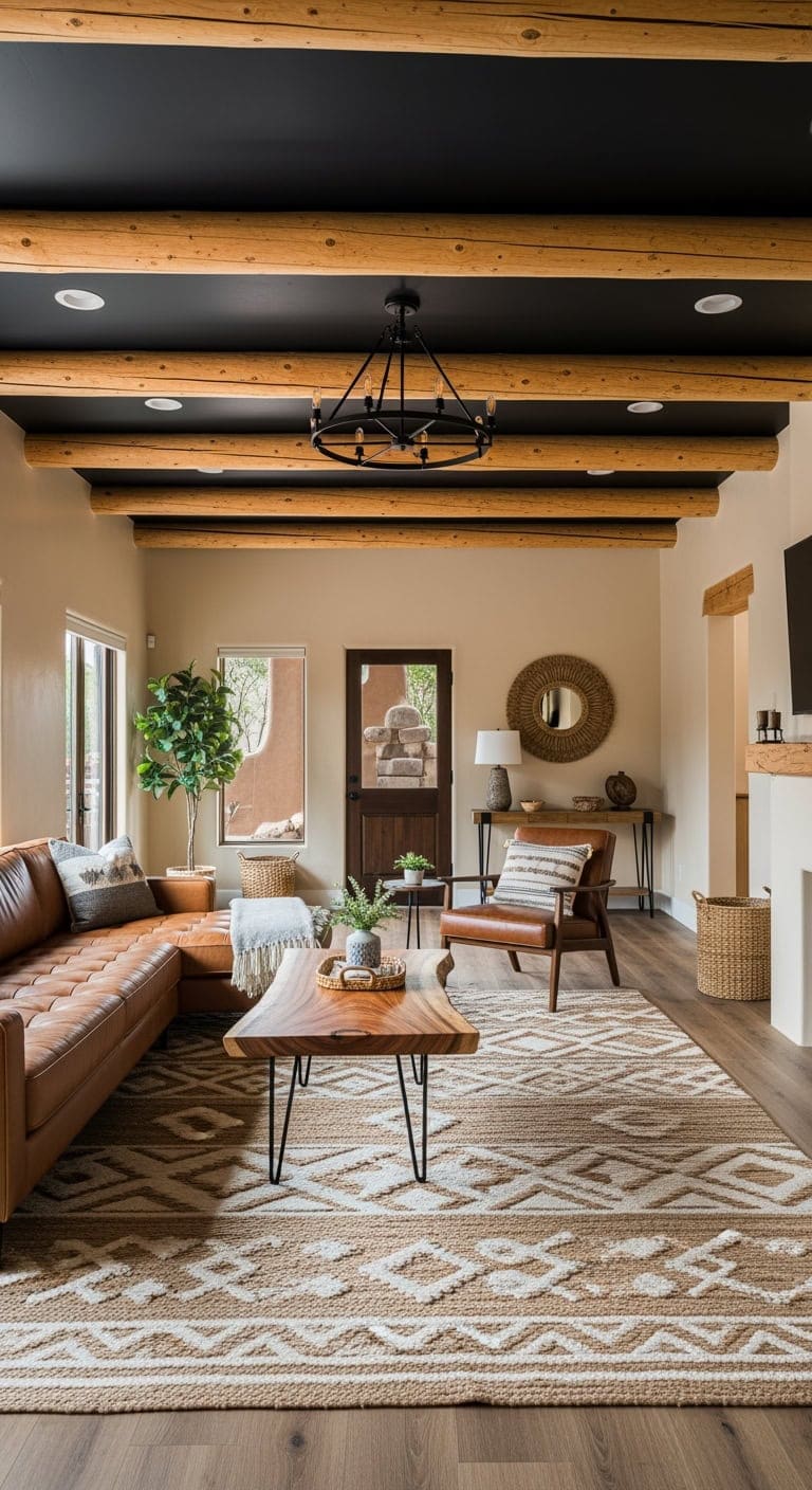 black ceiling with vigas