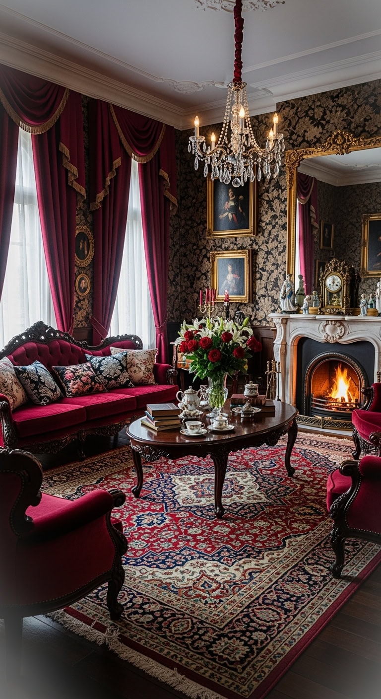black damask victorian glamour